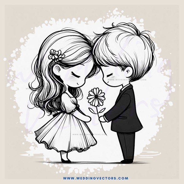 boy and girl with flowers on their heads