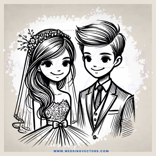 wedding couple smile at each other