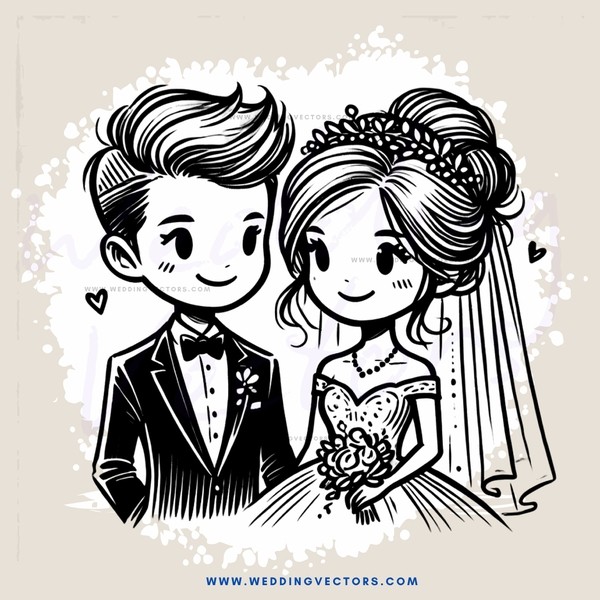 bride and groom with flowers