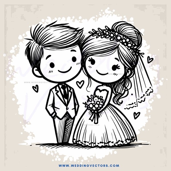 newly married couple with bouquet