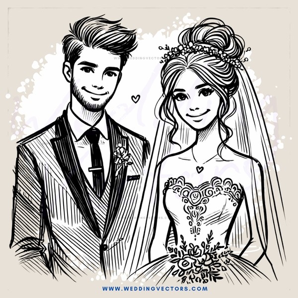 a bride and groom on their wedding day