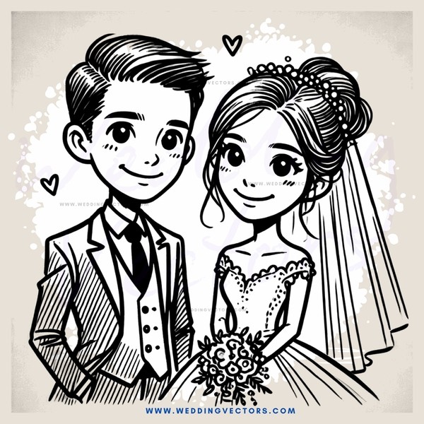 a bride and groom with rings