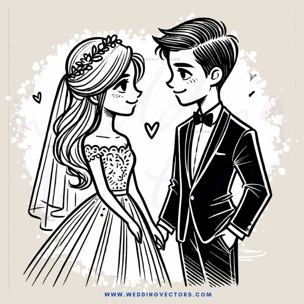 a wedding animation in black and white