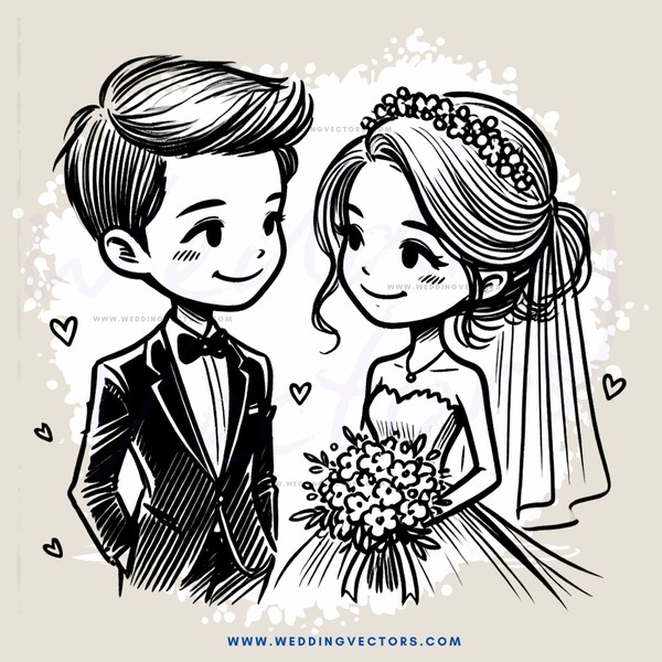 a bride and groom holding flowers