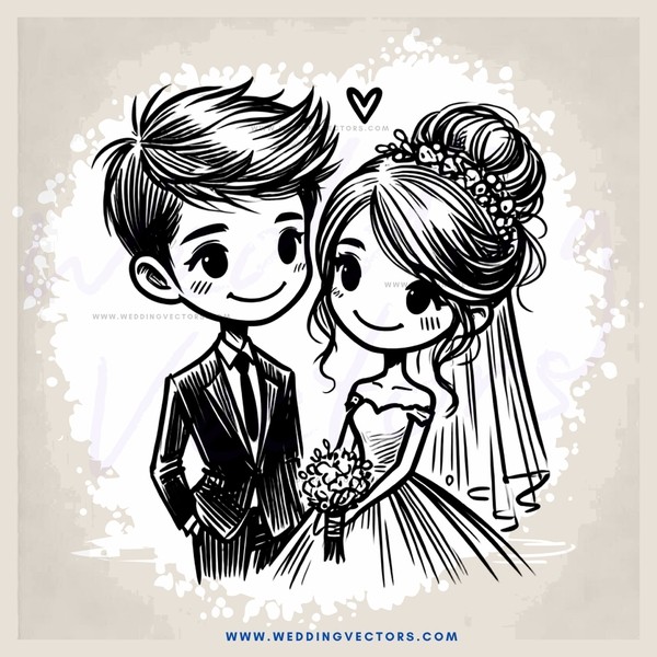 a cartoon of an engaged couple