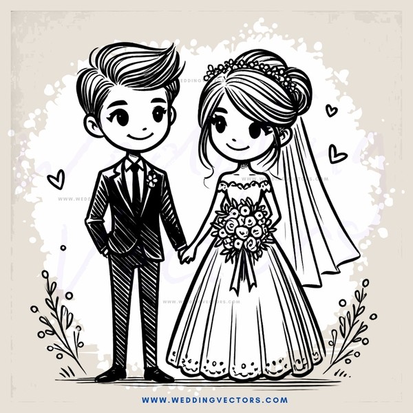 a bride and groom with rings
