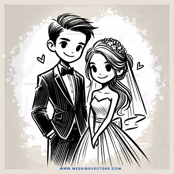 bride and groom portrait in black and white