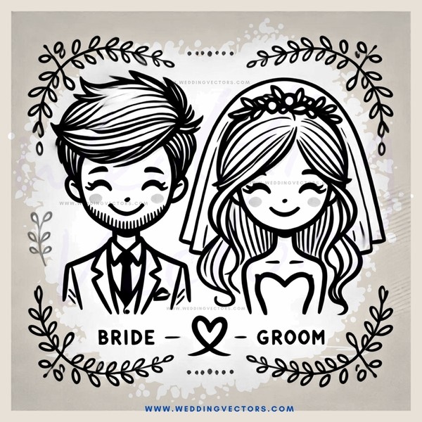 bride and groom illustrations