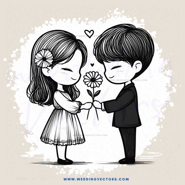 love story with flowers and flower petals
