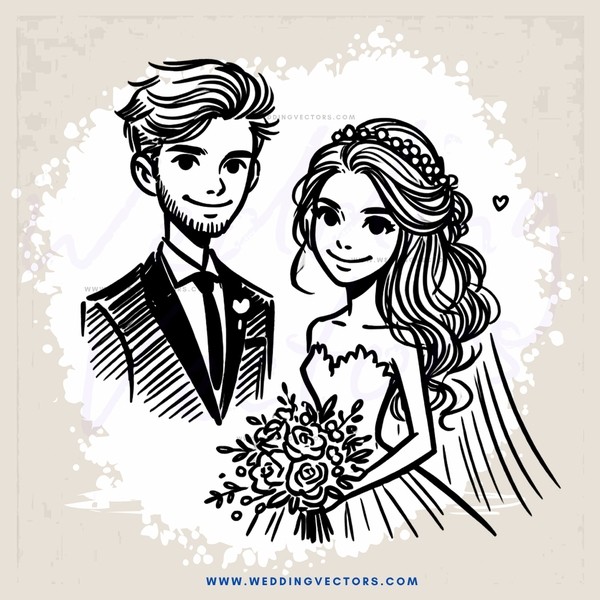 a couple holding flowers and smiling