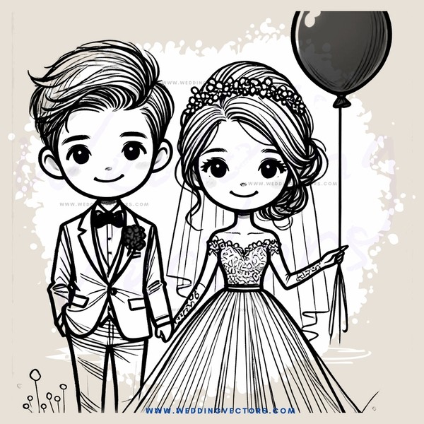 a bride and groom in black and white