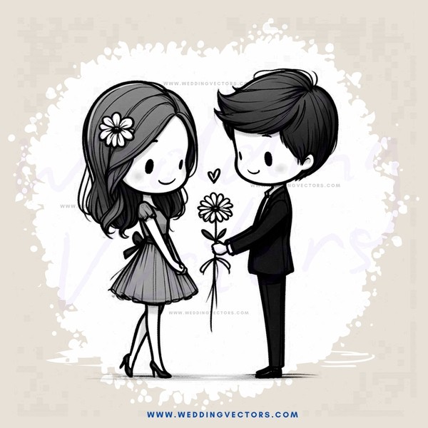 boy and girl sharing flowers