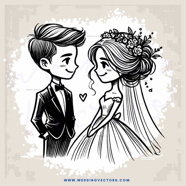 wedding portrait of couple in tux and dress