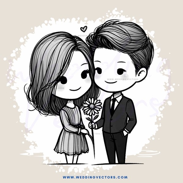 a boy and girl holding flowers