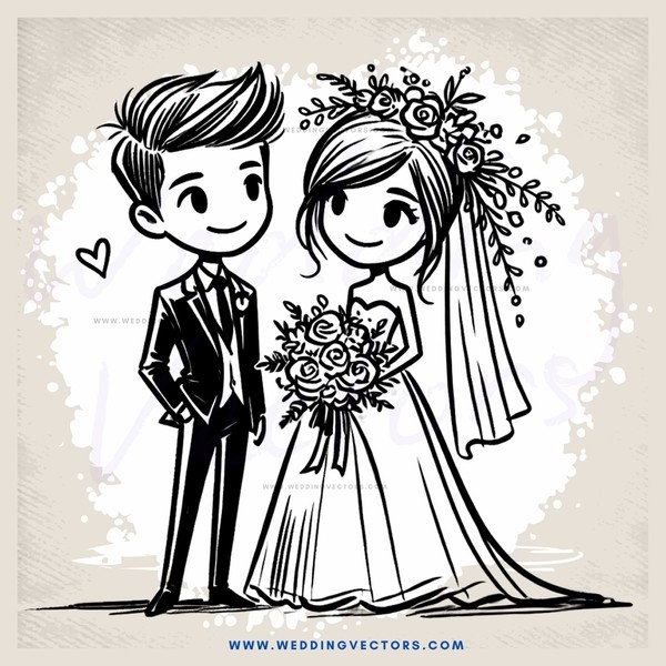 groom and bride in black and white picture