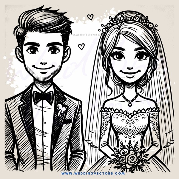 bride and groom smile