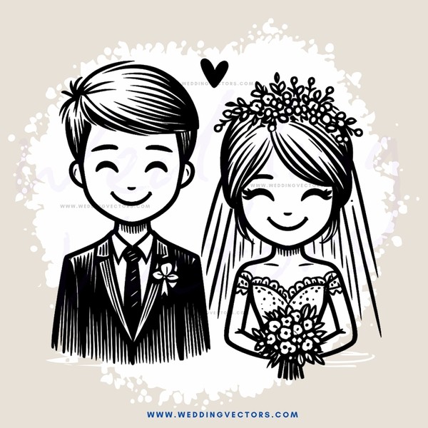 a bride and groom smiling together