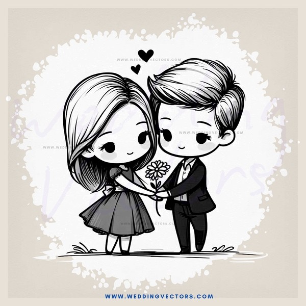 a man and woman holding hands in a drawing