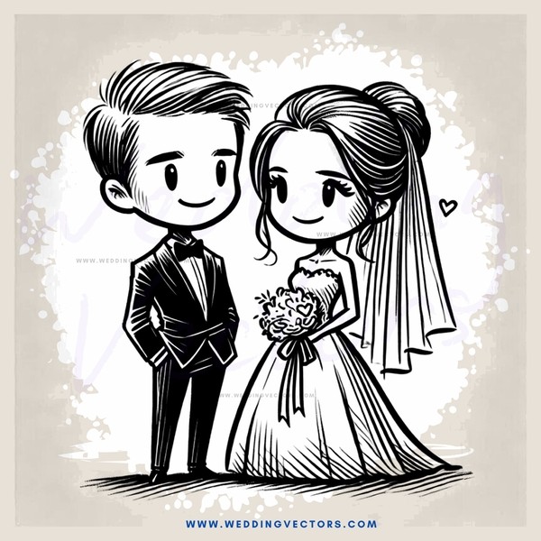a couple in wedding attire smiling at each other