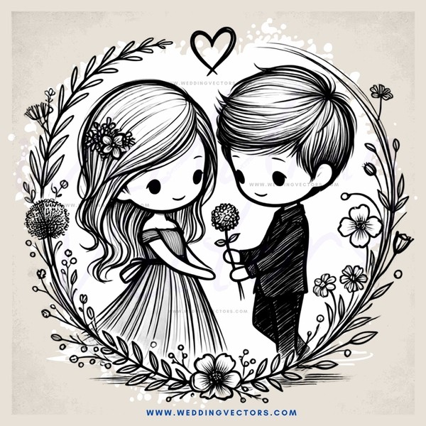 couple in flower decoration