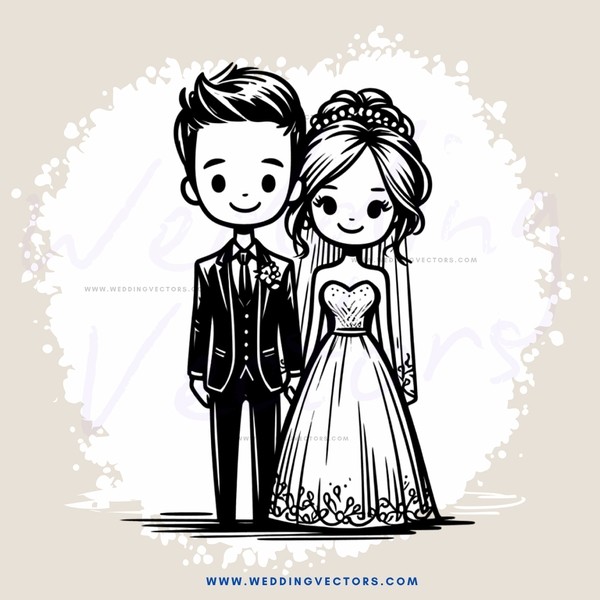 a couple in their wedding clothes