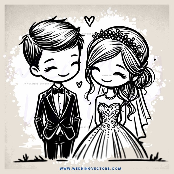 a wedding couple in black and white