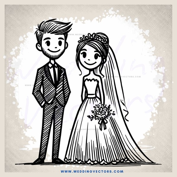 a newlywed couple at their wedding