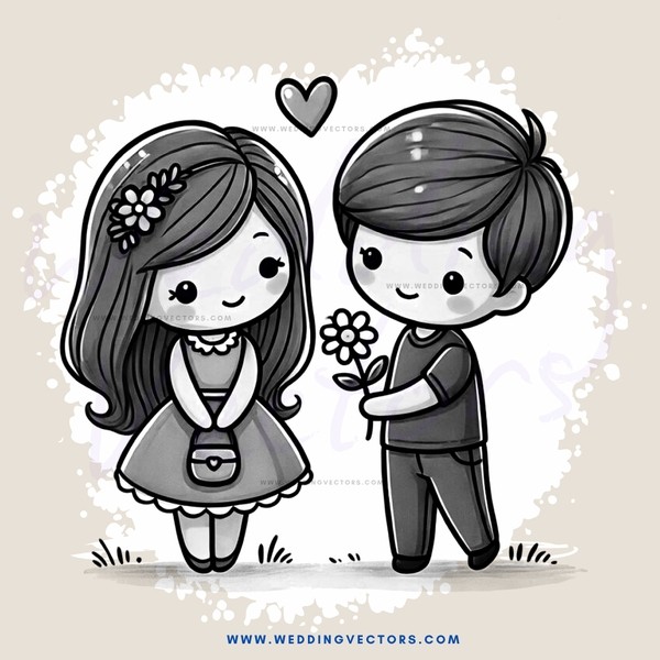 two children holding flowers and each other