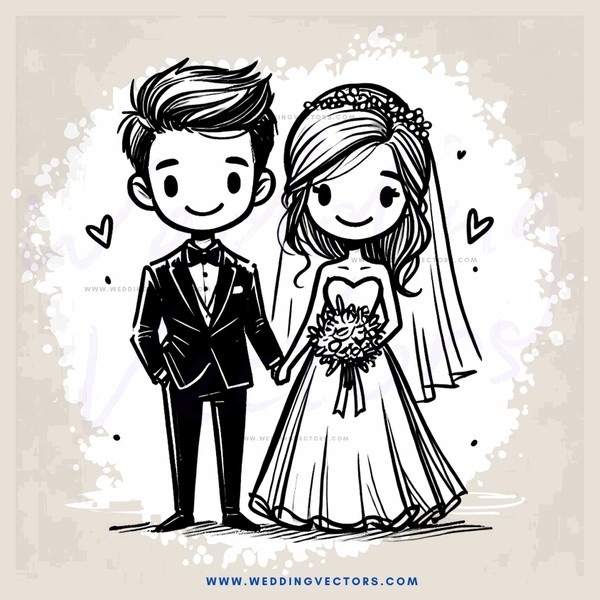 wedding animation in black and white