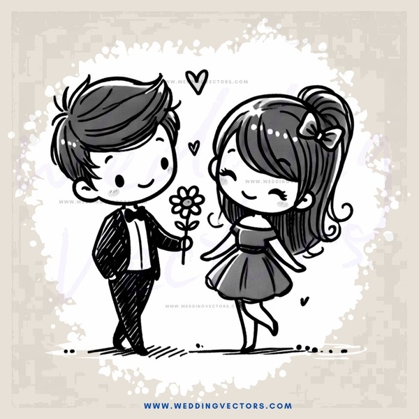 boy and girl with flowers