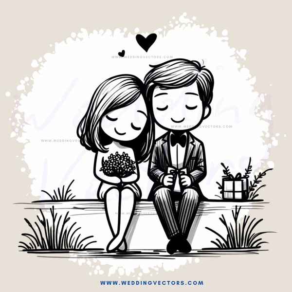 a romantic portrait in black and white