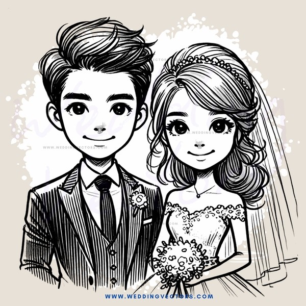 groom and bride in wedding suits smiling at each other
