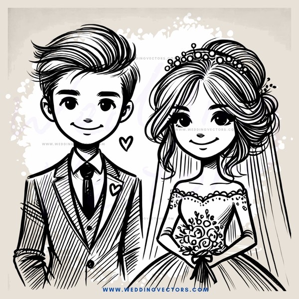 a bride and groom portrait with flowers