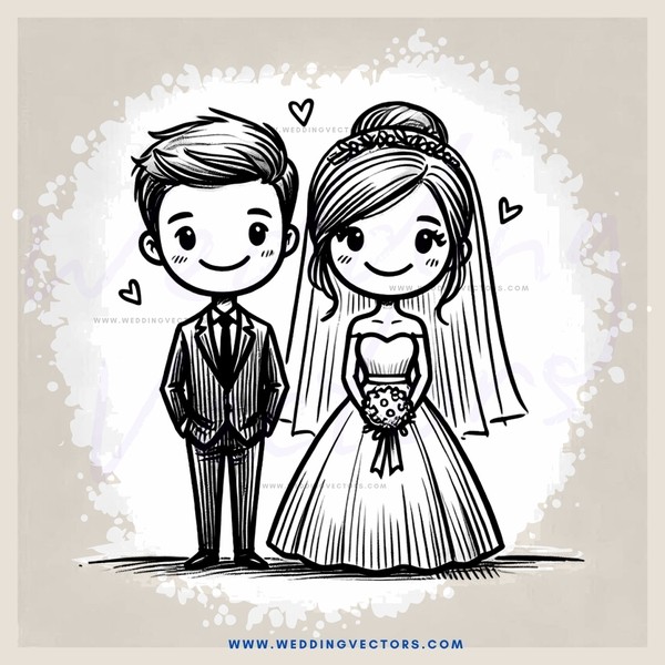 wedding couple in cartoon