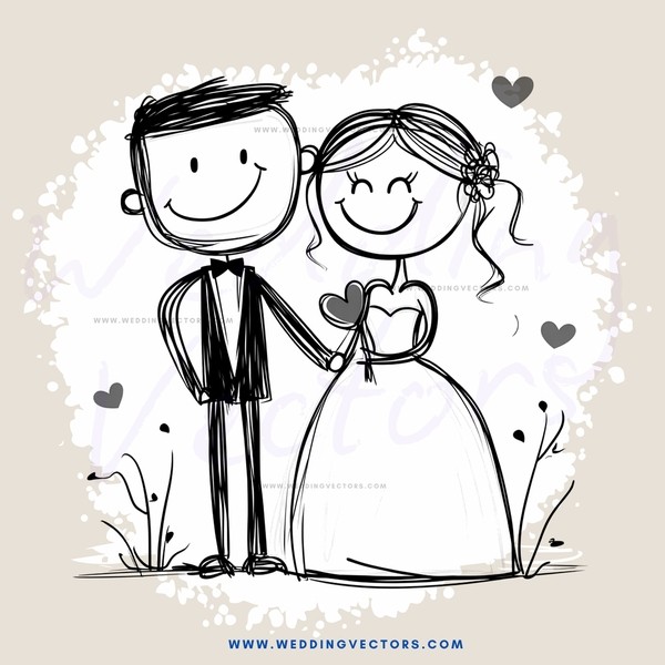 a bride and groom in a field