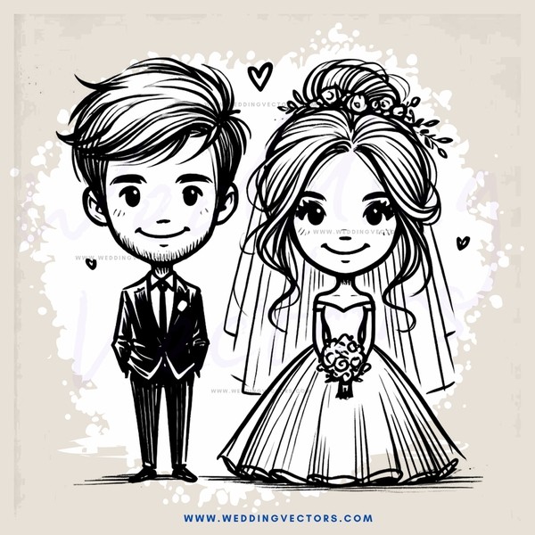 bride and groom in black & white