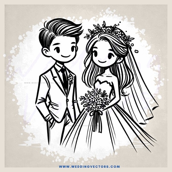 wedding portrait - man and woman standing side by side