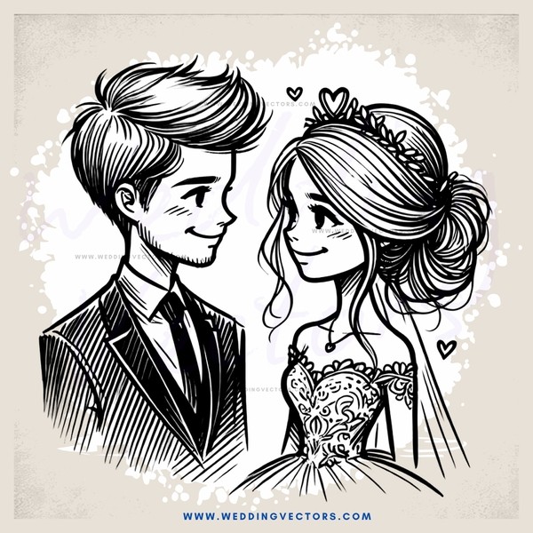 couple in wedding attire