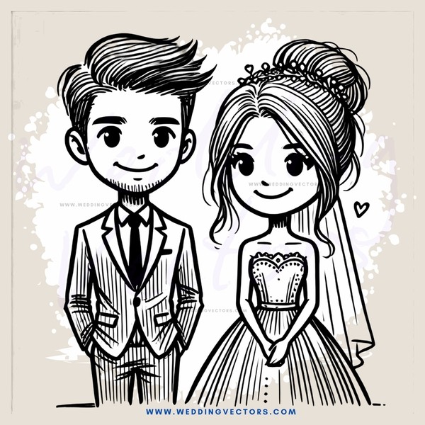 groom and bride cartoon