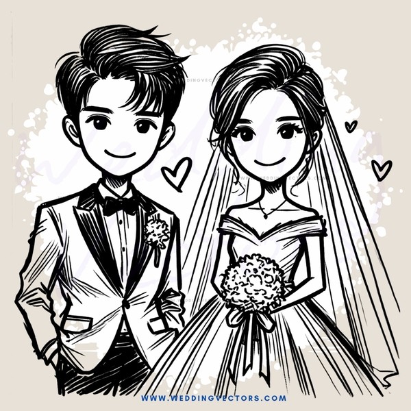 groom and bride posing together
