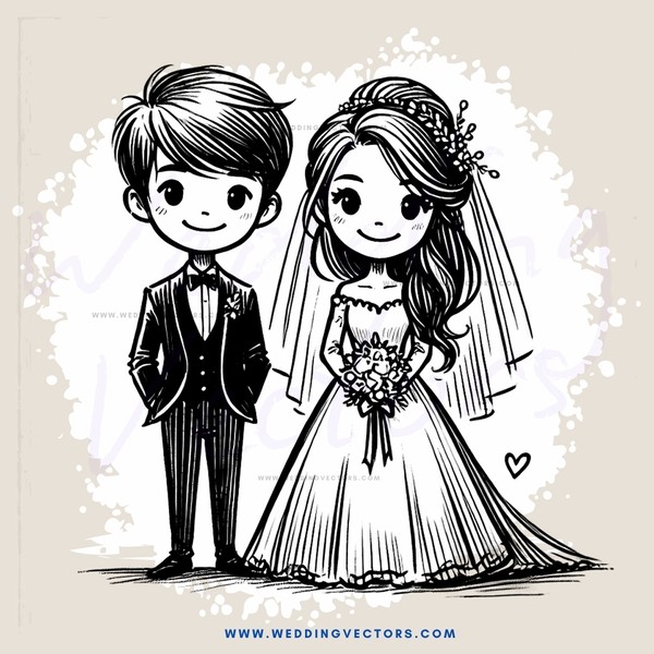 wedding gift - cute cartoon picture for your bride & groom