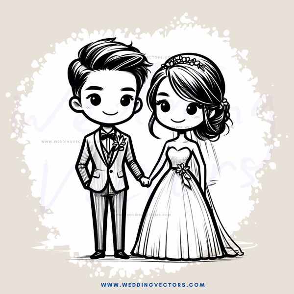 wedding couple cartoon illustration