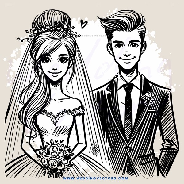 bride and groom portrait in black and white