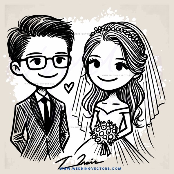 a bride and groom with their wedding day signatures