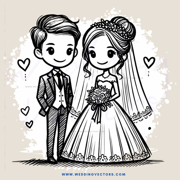 groom and bride in wedding outfit