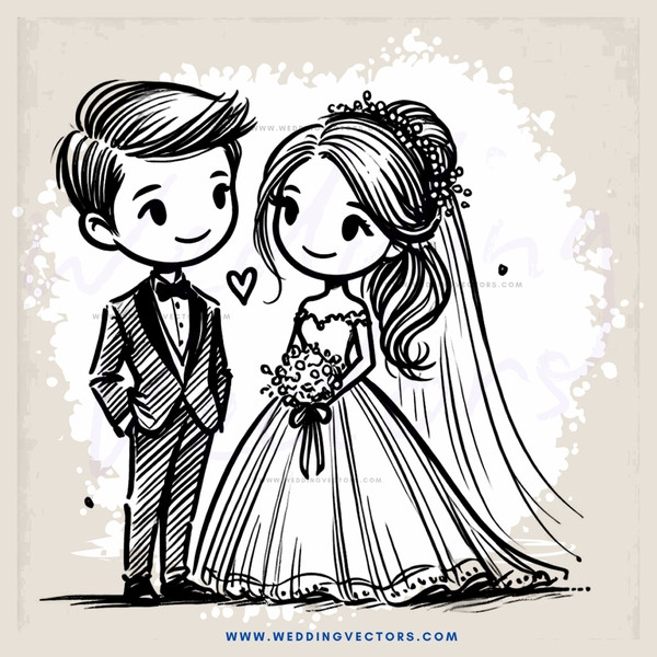 a wedding animation in black and white