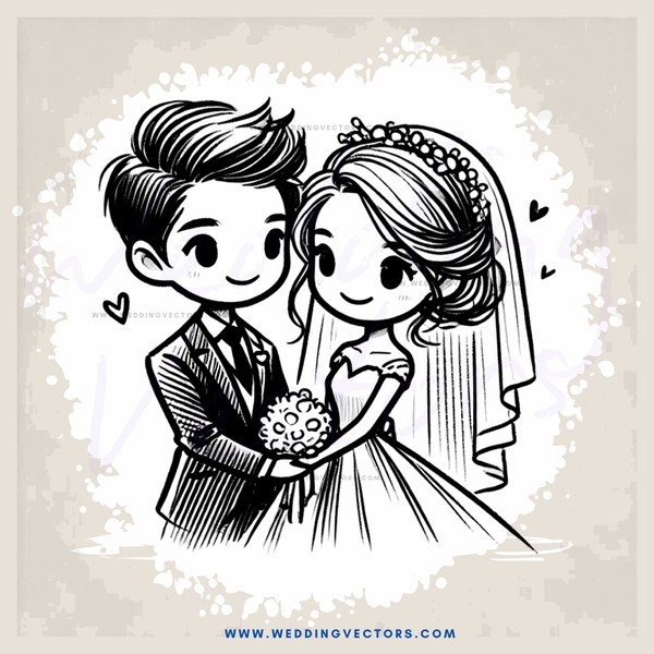 man and bride portrait in black & white style