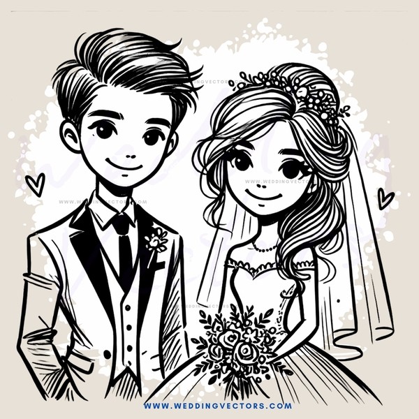 a boy and girl in wedding attire