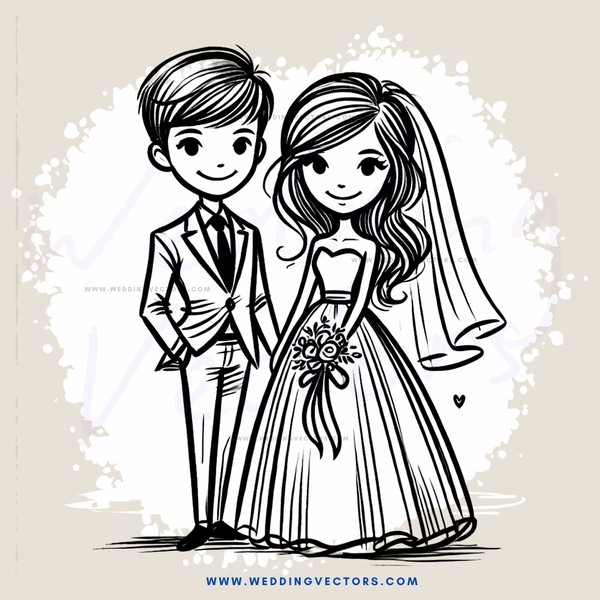 a bride and groom standing next to each other