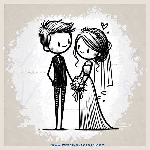 a bride and groom in black and white